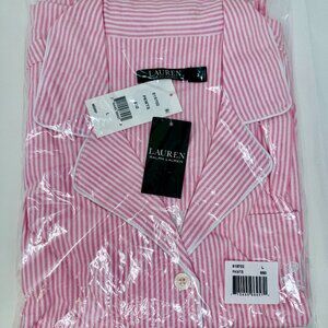 Ralph Lauren pink white striped pj's pajamas woman